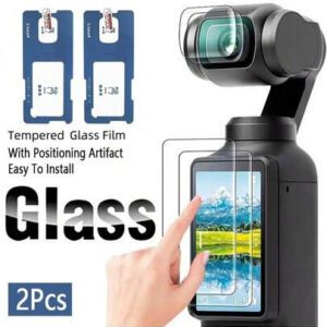 OUKNOEO 2 pièces Lentille en verre trempé + Film d'écran Couverture complète Compatible avec OSMO Pocket 3 2 Série Anti-empreintes digitales, Installation sans bulles, Résistant aux rayures, Facile à installer avec un artefact de positionnement