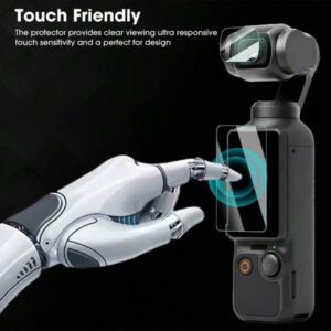 OUKNOEO 2 pièces Lentille en verre trempé + Film d'écran Couverture complète Compatible avec OSMO Pocket 3 2 Série Anti-empreintes digitales, Installation sans bulles, Résistant aux rayures, Facile à installer avec un artefact de positionnement