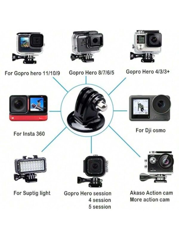 Adaptateur de montage sur trÃ©pied pour GoPro Hero 13, Hero 12, Hero 11, Hero 10, Hero 9, Hero 8, Hero 7, Hero 6, Hero 5, Hero Session, Hero 4, Hero 3+, Hero 3, Hero 2, DJ Osmo, Insta 360, Akaso et camÃ©ras d'action SJCam â€“ Image 3