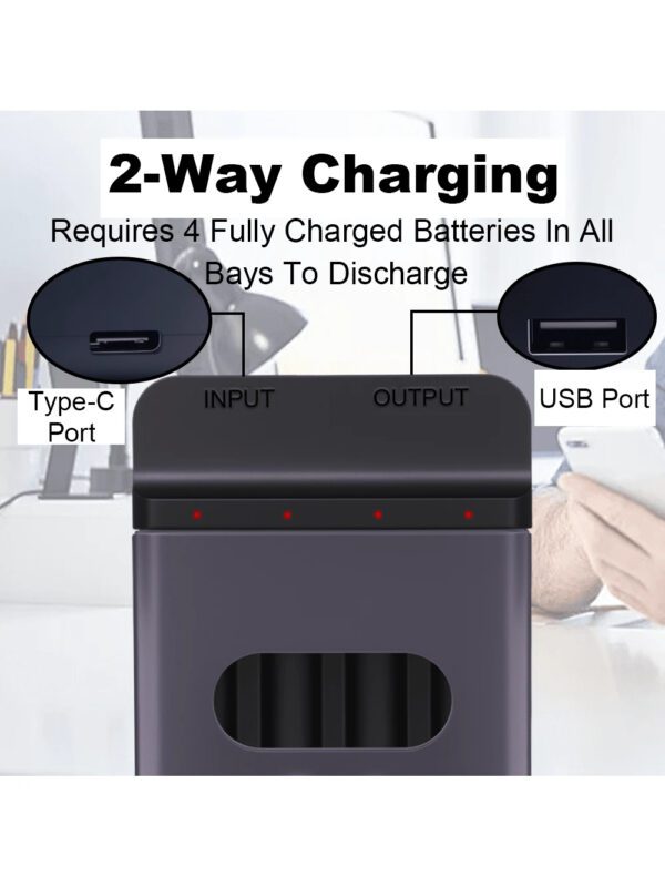 powerKAN Chargeur de piles AA POWERKAN, peut charger 1 Ã  4 piles rechargeables NiMH AA et AAA de 1,2 V en mÃªme temps, avec sortie USB, chargeur de piles AA et AAA portable â€“ Image 6