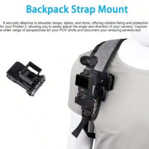 Support de clip pour sac à dos adapté pour DJI Osmo Pocket 3, accessoires de perspective de première personne montés sur sac à dos pour DJI Osmo Pocket 3, avec adaptateur d'extension