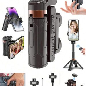Mini trépied de poche flexible en aluminium avec rotation à 360°, bâton à selfie 3 en 1. Support de téléphone portable extensible avec bouton-poussoir, télécommande amovible. Taille de poche, équipement de photographie de voyage ultime