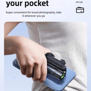 Mini trépied de poche flexible en aluminium avec rotation à 360°, bâton à selfie 3 en 1. Support de téléphone portable extensible avec bouton-poussoir, télécommande amovible. Taille de poche, équipement de photographie de voyage ultime