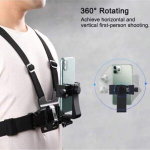 Support de téléphone portable avec sangle de poitrine 360° rotatif, support de montage pour téléphone compatible avec et