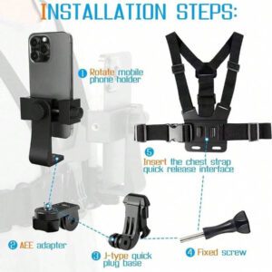 Support de téléphone portable avec sangle de poitrine 360° rotatif, support de montage pour téléphone compatible avec et
