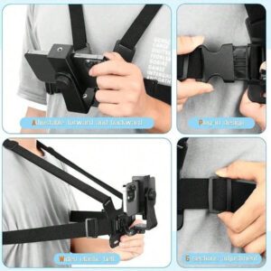 Support de téléphone portable avec sangle de poitrine 360° rotatif, support de montage pour téléphone compatible avec et