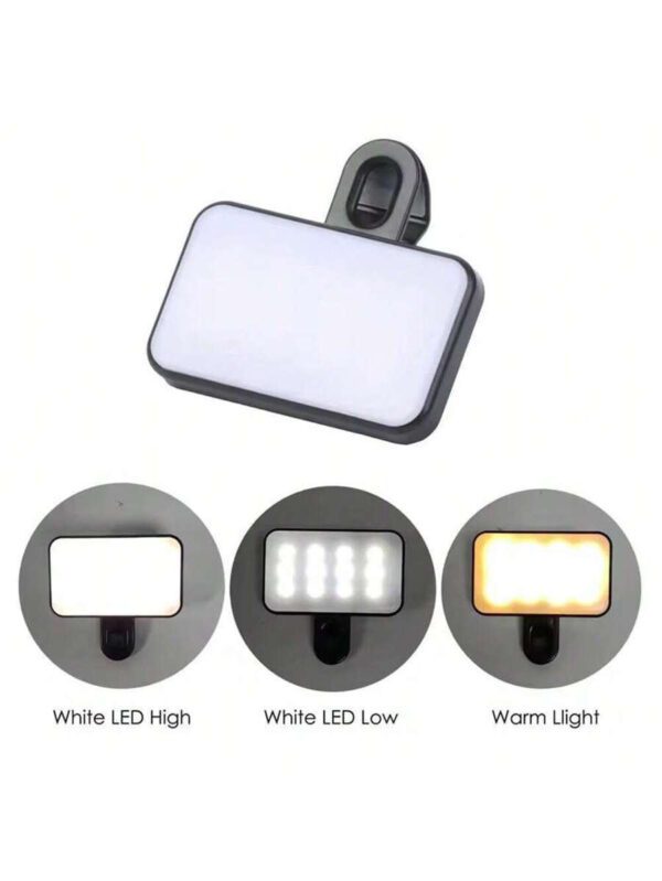 1 piÃ¨ce Lampe d'appoint LED pour selfie, mini lampe d'appoint portable Ã  clip, lampe d'appoint LED pour selfie, pour tÃ©lÃ©phones portables et ordinateurs, maquillage, confÃ©rences Zoom, diffusion en direct, Vlog, selfies parfaits et appels vidÃ©o 250mAh â€“ Image 3