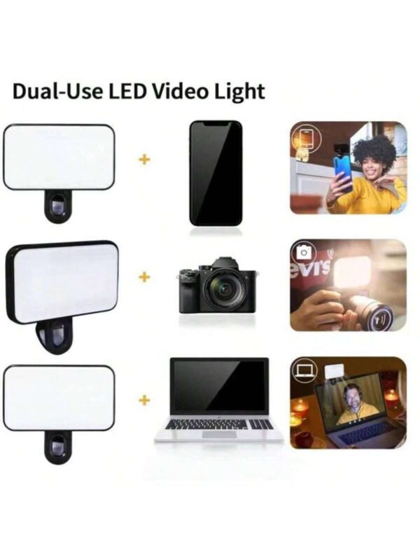 1 piÃ¨ce Lampe d'appoint LED pour selfie, mini lampe d'appoint portable Ã  clip, lampe d'appoint LED pour selfie, pour tÃ©lÃ©phones portables et ordinateurs, maquillage, confÃ©rences Zoom, diffusion en direct, Vlog, selfies parfaits et appels vidÃ©o 250mAh â€“ Image 4
