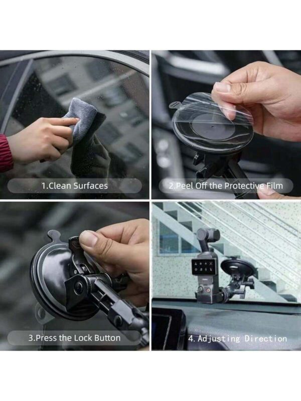 Support à ventouse Osmo Pocket 3, kit de support pour pare-brise et tableau de bord de voiture avec adaptateur d'extension pour caméra Osmo Pocket 3 – Image 10