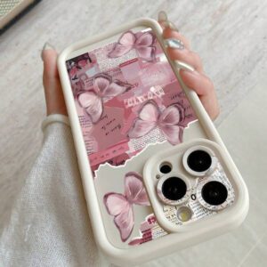1 pièce Étui de téléphone épais antichoc avec motif de collage de papillon et de journal, avec trou pour l'objectif, compatible avec 11 Pro Max, 12 Pro Max, 13 Pro Max, 14 Pro Max, 15 Pro Max, 16 Plus, 16 Pro Max, 16E, Galaxy A55, A15, S24 Ultra, Redmi, OPPO, Realme, VIVO, Infinix, Honor, MOTO, One Plus, résistant à l'eau, aux chutes et aux rayures