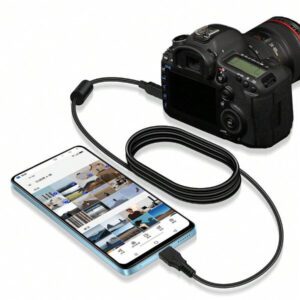 EDEKOY Câble de caméra noir Edekoy 1M MINI5P-TypeC, convient aux smartphones avec interface de type C et aux appareils photo Canon, câble de chargement USB, transfert de données rapide, conception durable et flexible, sans batterie nécessaire, mode USB pour un transfert facile de photos et de vidéos. MINI5P-TypeC est compatible avec Canon EOS D30, D20, D10, SX60, SX520, SD110, A2500, 5DS, T6I, HF100, R300 et d'autres appareils photo reflex numériques.