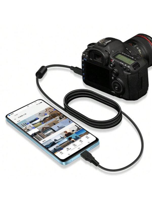 EDEKOY CÃ¢ble de camÃ©ra noir Edekoy 1M MINI5P-TypeC, convient aux smartphones avec interface de type C et aux appareils photo Canon, cÃ¢ble de chargement USB, transfert de donnÃ©es rapide, conception durable et flexible, sans batterie nÃ©cessaire, mode USB pour un transfert facile de photos et de vidÃ©os. MINI5P-TypeC est compatible avec Canon EOS D30, D20, D10, SX60, SX520, SD110, A2500, 5DS, T6I, HF100, R300 et d'autres appareils photo reflex numÃ©riques. â€“ Image 2