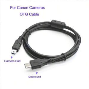 EDEKOY Câble de caméra noir Edekoy 1M MINI5P-TypeC, convient aux smartphones avec interface de type C et aux appareils photo Canon, câble de chargement USB, transfert de données rapide, conception durable et flexible, sans batterie nécessaire, mode USB pour un transfert facile de photos et de vidéos. MINI5P-TypeC est compatible avec Canon EOS D30, D20, D10, SX60, SX520, SD110, A2500, 5DS, T6I, HF100, R300 et d'autres appareils photo reflex numériques.