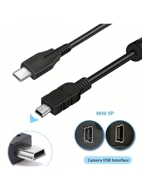 EDEKOY CÃ¢ble de camÃ©ra noir Edekoy 1M MINI5P-TypeC, convient aux smartphones avec interface de type C et aux appareils photo Canon, cÃ¢ble de chargement USB, transfert de donnÃ©es rapide, conception durable et flexible, sans batterie nÃ©cessaire, mode USB pour un transfert facile de photos et de vidÃ©os. MINI5P-TypeC est compatible avec Canon EOS D30, D20, D10, SX60, SX520, SD110, A2500, 5DS, T6I, HF100, R300 et d'autres appareils photo reflex numÃ©riques. â€“ Image 8