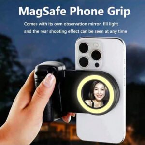 Poignée de téléphone compatible Bluetooth Magsafe, poignée d'appareil photo, stabilisateur de selfie, poignée de selfie pour iPhone Vlog