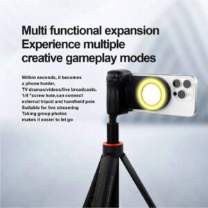 Poignée de téléphone compatible Bluetooth Magsafe, poignée d'appareil photo, stabilisateur de selfie, poignée de selfie pour iPhone Vlog