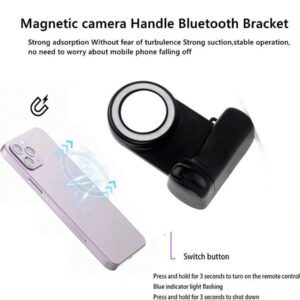 Poignée de téléphone compatible Bluetooth Magsafe, poignée d'appareil photo, stabilisateur de selfie, poignée de selfie pour iPhone Vlog