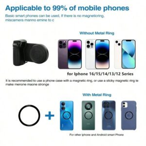 Poignée de téléphone compatible Bluetooth Magsafe, poignée d'appareil photo, stabilisateur de selfie, poignée de selfie pour iPhone Vlog