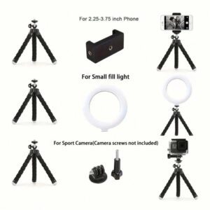 UEGOGO UEGOGO Trépied portable et flexible pour téléphone - Rotation à 360°, trépied mini réglable pour smartphones et enregistrement vidéo à distance, Vlogging, sans pile nécessaire. Trépied compact, jambes réglables, trépied pour smartphone