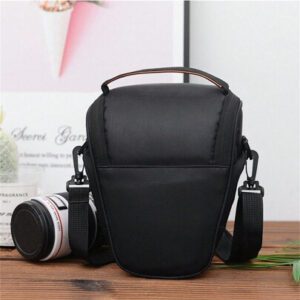 Sac pour appareil photo Triangle noir Design minimaliste Sac à bandoulière/travers pour appareil photo numérique Sangles d'épaule réglables Sac de photographie portable pour extérieur Sac pour appareil photo en nylon respirant et imperméable Convient pour le stockage d'un appareil photo Canon