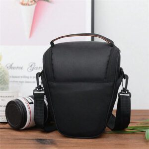 Sac pour appareil photo Triangle noir Design minimaliste Sac à bandoulière/travers pour appareil photo numérique Sangles d'épaule réglables Sac de photographie portable pour extérieur Sac pour appareil photo en nylon respirant et imperméable Convient pour le stockage d'un appareil photo Canon