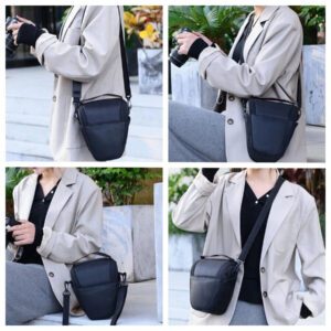 Sac pour appareil photo Triangle noir Design minimaliste Sac à bandoulière/travers pour appareil photo numérique Sangles d'épaule réglables Sac de photographie portable pour extérieur Sac pour appareil photo en nylon respirant et imperméable Convient pour le stockage d'un appareil photo Canon