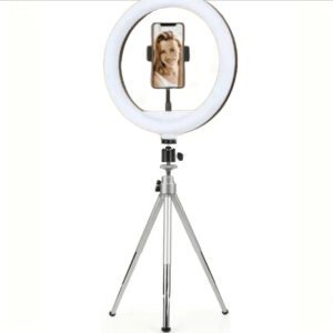 Anneau lumineux LED de 10 pouces avec trépied réglable et support pour téléphone, éclairage circulaire pour selfie, pour YouTube, zoom, photographie, maquillage, diffusion en direct