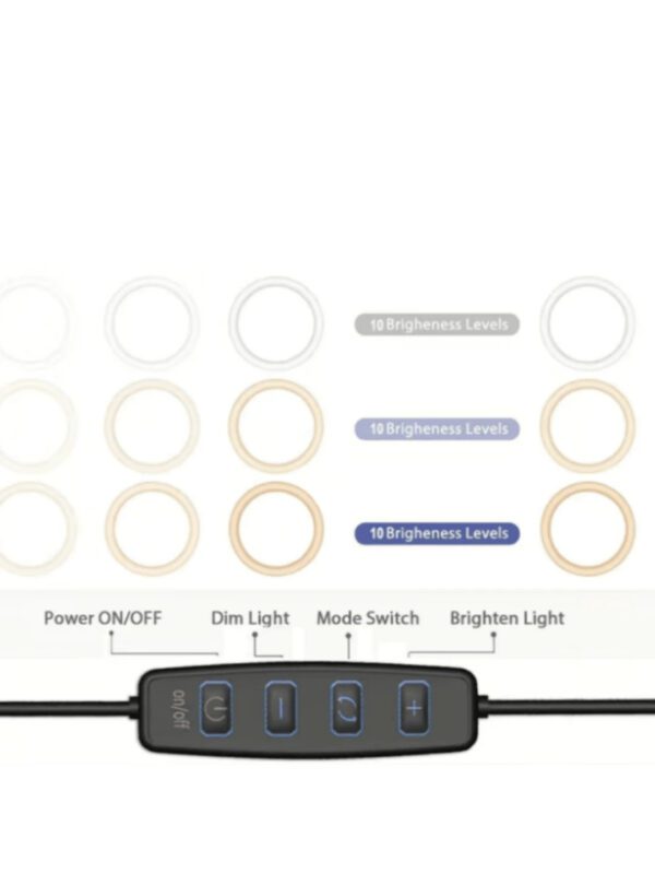 Anneau lumineux LED de 10 pouces avec trÃ©pied rÃ©glable et support pour tÃ©lÃ©phone, Ã©clairage circulaire pour selfie, pour YouTube, zoom, photographie, maquillage, diffusion en direct â€“ Image 8