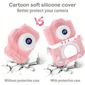 Appareil photo numérique caméra 1080p HD 2 pouces écran avec étui de protection, carte mémoire 32 Go et lecteur de carte. Cadeau mignon pour l'anniversaire, le nouvel an, la Saint-Valentin