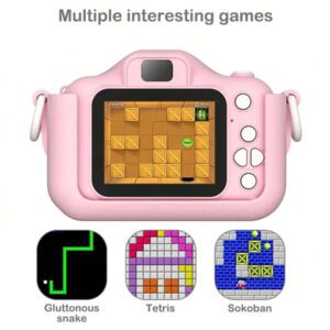Appareil photo numérique caméra 1080p HD 2 pouces écran avec étui de protection, carte mémoire 32 Go et lecteur de carte. Cadeau mignon pour l'anniversaire, le nouvel an, la Saint-Valentin