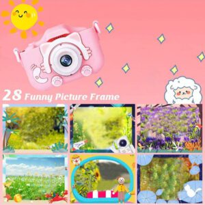 Appareil photo numérique caméra 1080p HD 2 pouces écran avec étui de protection, carte mémoire 32 Go et lecteur de carte. Cadeau mignon pour l'anniversaire, le nouvel an, la Saint-Valentin