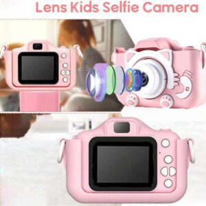 Appareil photo numérique caméra 1080p HD 2 pouces écran avec étui de protection, carte mémoire 32 Go et lecteur de carte. Cadeau mignon pour l'anniversaire, le nouvel an, la Saint-Valentin