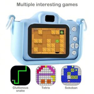 Appareil photo numérique caméra 1080p HD 2 pouces écran avec étui de protection, carte mémoire 32 Go et lecteur de carte. Cadeau mignon pour l'anniversaire, le nouvel an, la Saint-Valentin