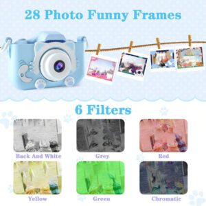 Appareil photo numérique caméra 1080p HD 2 pouces écran avec étui de protection, carte mémoire 32 Go et lecteur de carte. Cadeau mignon pour l'anniversaire, le nouvel an, la Saint-Valentin