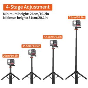 Perche à selfie extensible trépied pour accessoire Insta360 X3 GoPro pour GoPro Max Hero 10 9 8 7 6 5 4, Osmo Action, Insta 360 One R et plus de caméras d'action (50,8 cm)