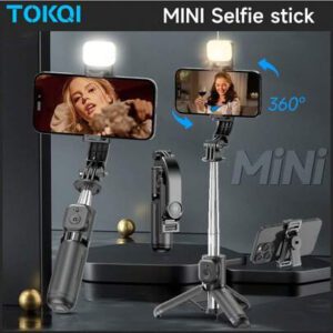 TOKQI Mini perche à selfie trépied de 6,1 pouces pour téléphone portable, perche à selfie antidérapante avec support de téléphone amovible et télécommande sans fil, compatible avec plusieurs modèles de smartphones