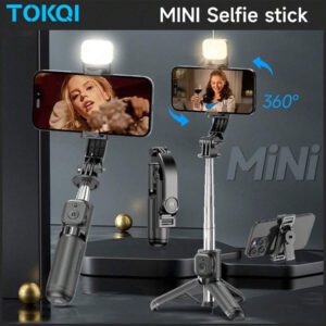 TOKQI Mini perche à selfie trépied de 6,1 pouces pour téléphone portable, perche à selfie antidérapante avec support de téléphone amovible et télécommande sans fil, compatible avec plusieurs modèles de smartphones