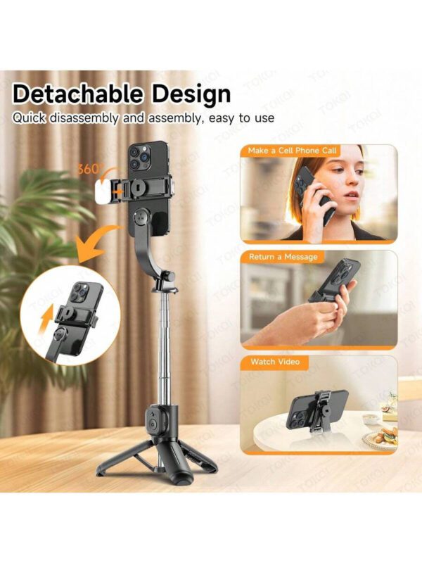 TOKQI Mini perche Ã  selfie trÃ©pied de 6,1 pouces pour tÃ©lÃ©phone portable, perche Ã  selfie antidÃ©rapante avec support de tÃ©lÃ©phone amovible et tÃ©lÃ©commande sans fil, compatible avec plusieurs modÃ¨les de smartphones â€“ Image 4