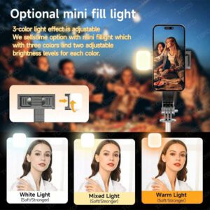 TOKQI Mini perche à selfie trépied de 6,1 pouces pour téléphone portable, perche à selfie antidérapante avec support de téléphone amovible et télécommande sans fil, compatible avec plusieurs modèles de smartphones