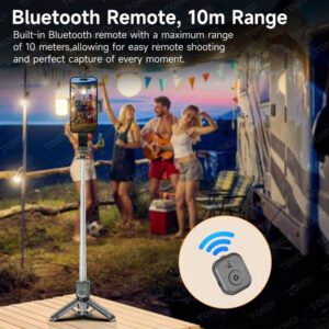 TOKQI Mini perche à selfie trépied de 6,1 pouces pour téléphone portable, perche à selfie antidérapante avec support de téléphone amovible et télécommande sans fil, compatible avec plusieurs modèles de smartphones