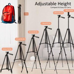 Trépied mobile réglable 128 cm, trépied portable multifonctionnel avec sac de rangement, solide et durable, avec pince pour téléphone portable, parfait pour selfie/vidéo/enregistrement vidéo/diffusion en direct