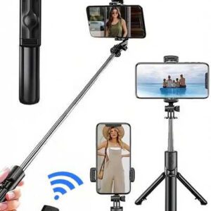 Mini perche à selfie rotative et portable, stabilisateur de distance extensible, trépied de bureau portable, trépied multifonctionnel de photographie de plein air avec obturateur de selfie Bluetooth