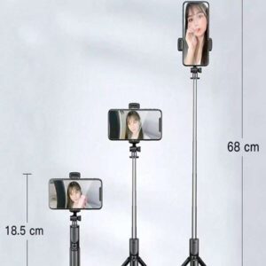 Mini perche à selfie rotative et portable, stabilisateur de distance extensible, trépied de bureau portable, trépied multifonctionnel de photographie de plein air avec obturateur de selfie Bluetooth