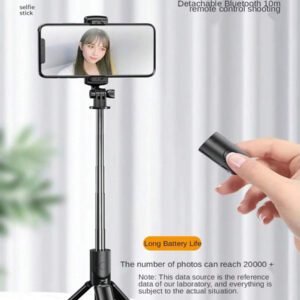 Mini perche à selfie rotative et portable, stabilisateur de distance extensible, trépied de bureau portable, trépied multifonctionnel de photographie de plein air avec obturateur de selfie Bluetooth