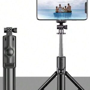 Mini perche à selfie rotative et portable, stabilisateur de distance extensible, trépied de bureau portable, trépied multifonctionnel de photographie de plein air avec obturateur de selfie Bluetooth
