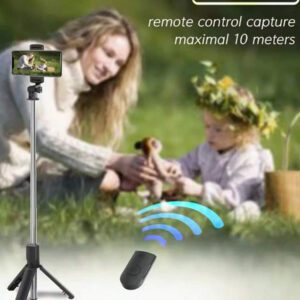 Mini perche à selfie rotative et portable, stabilisateur de distance extensible, trépied de bureau portable, trépied multifonctionnel de photographie de plein air avec obturateur de selfie Bluetooth