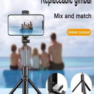 Mini perche à selfie rotative et portable, stabilisateur de distance extensible, trépied de bureau portable, trépied multifonctionnel de photographie de plein air avec obturateur de selfie Bluetooth