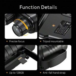 Jumelles à vision nocturne infrarouge HD 1080P avec écran IPS de 2,8 pouces, zoom numérique 10X et portée de 800 m - Objectif de 50 mm, rechargeable 2000 mAh, capture photo/vidéo pour la chasse, le camping, la (noir), jumelles pour la chasse
