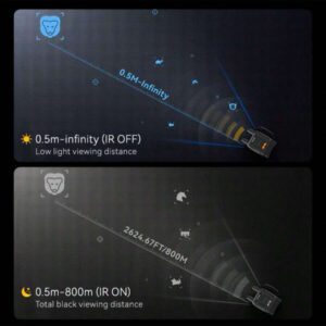 Jumelles à vision nocturne infrarouge HD 1080P avec écran IPS de 2,8 pouces, zoom numérique 10X et portée de 800 m - Objectif de 50 mm, rechargeable 2000 mAh, capture photo/vidéo pour la chasse, le camping, la (noir), jumelles pour la chasse