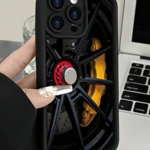 1 pièce Coque de téléphone antichoc en TPU avec motif de roue noire, compatible avec 16, 15, 14, 13, 12, 11 Pro Max et séries, étanche, anti-chute, résistante aux rayures